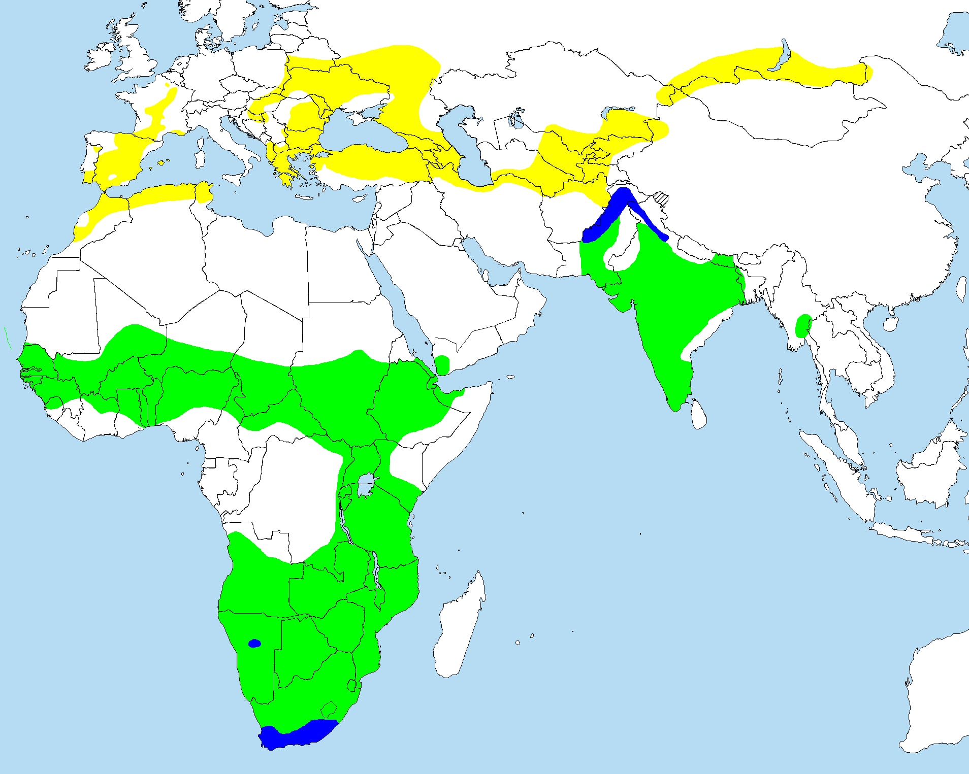 Range map of Booted eagle