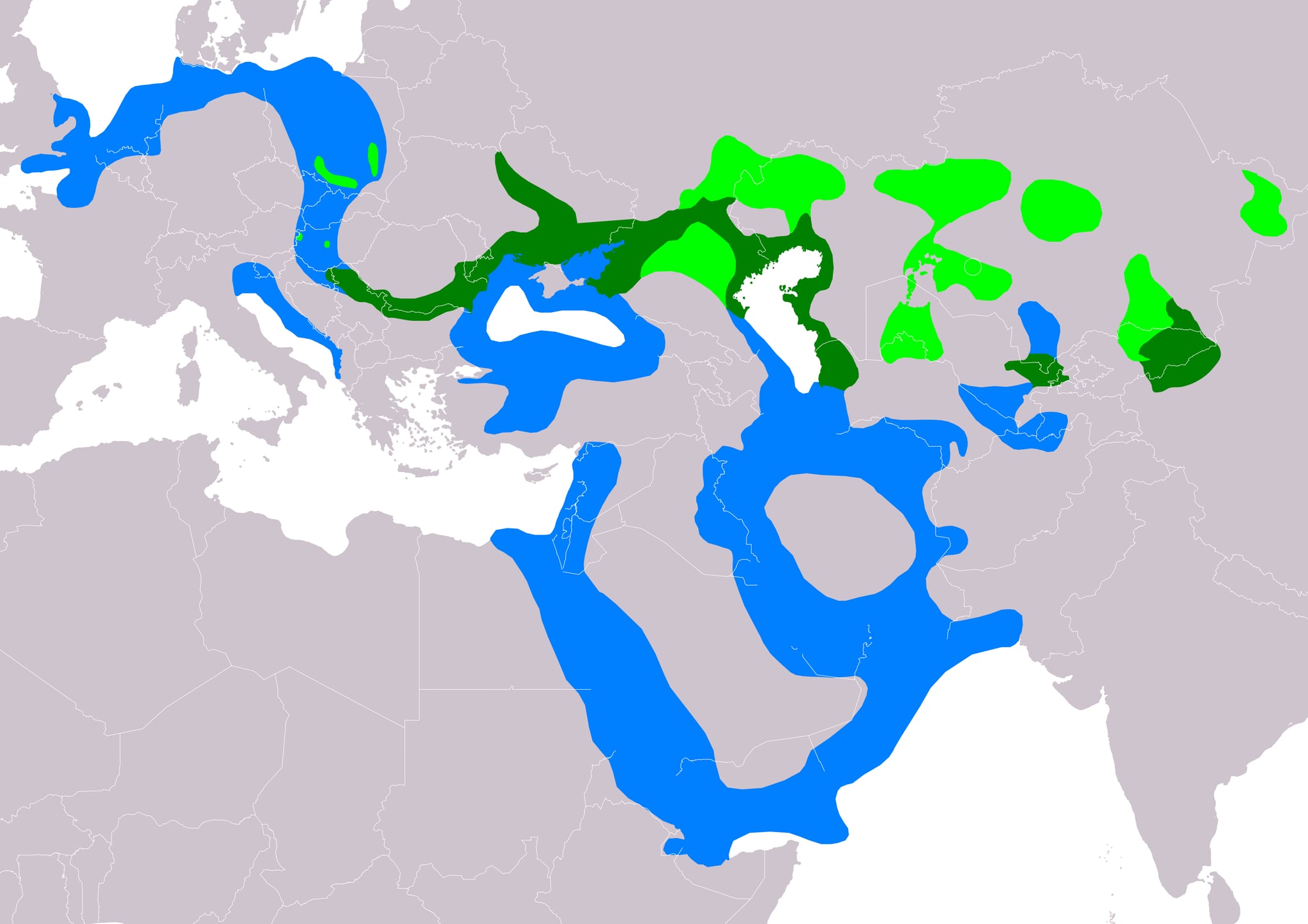 Range map of Caspian gull