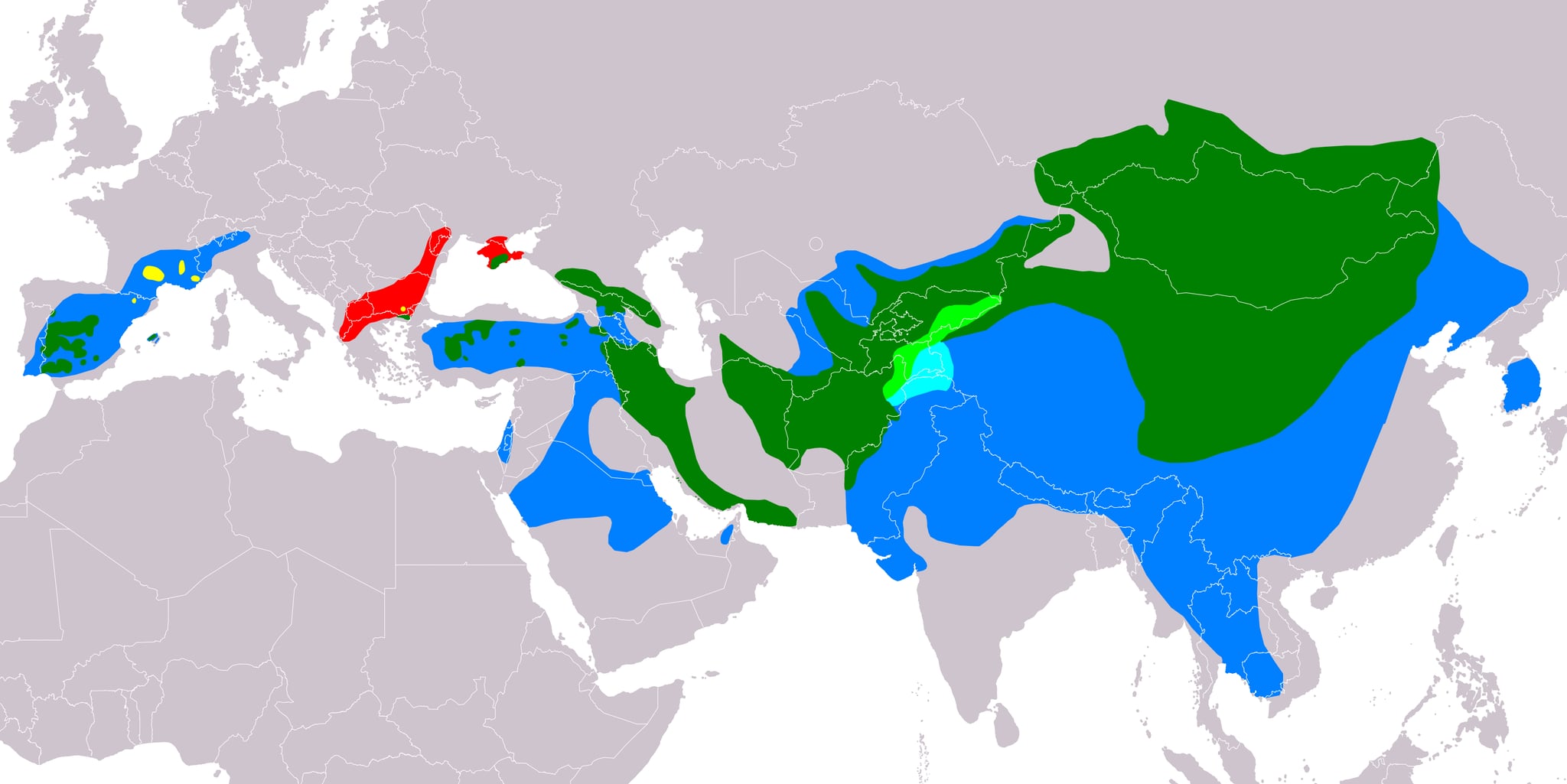Range map of Cinereous vulture