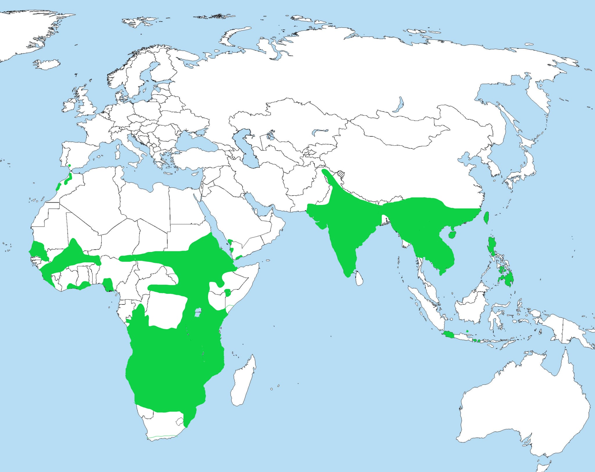 Range map of Common buttonquail
