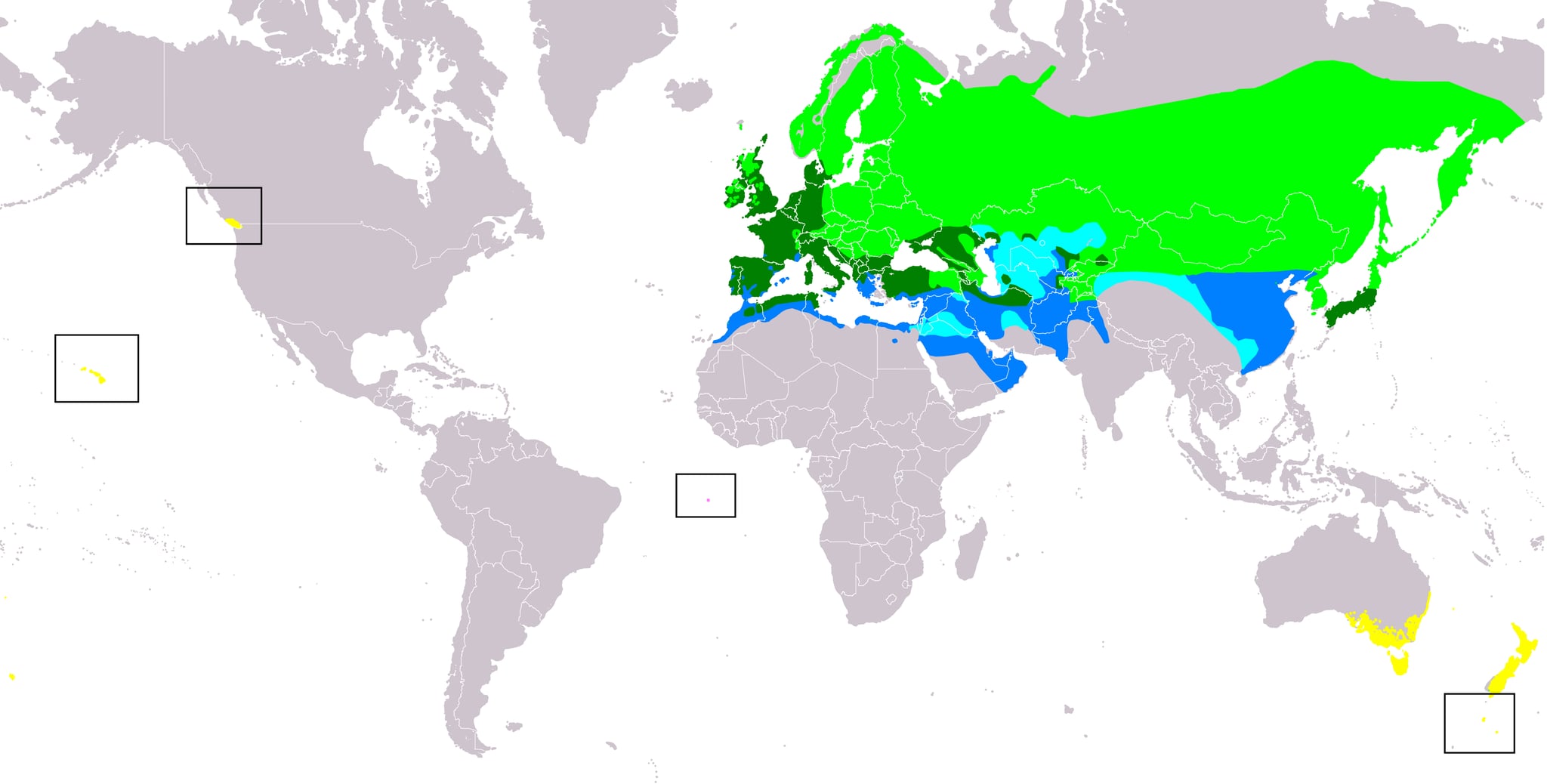 Range map of Eurasian skylark