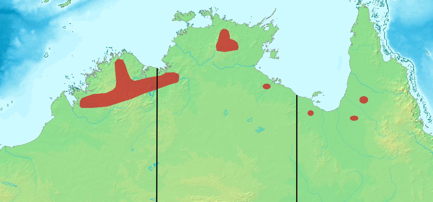 Range map of Gouldian finch