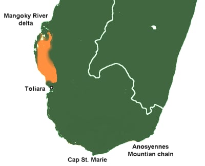 Range map of Long-tailed ground roller