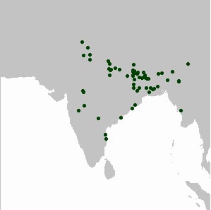 Range map of Pink-headed duck