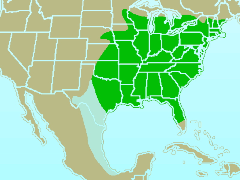 Range map of Tufted titmouse