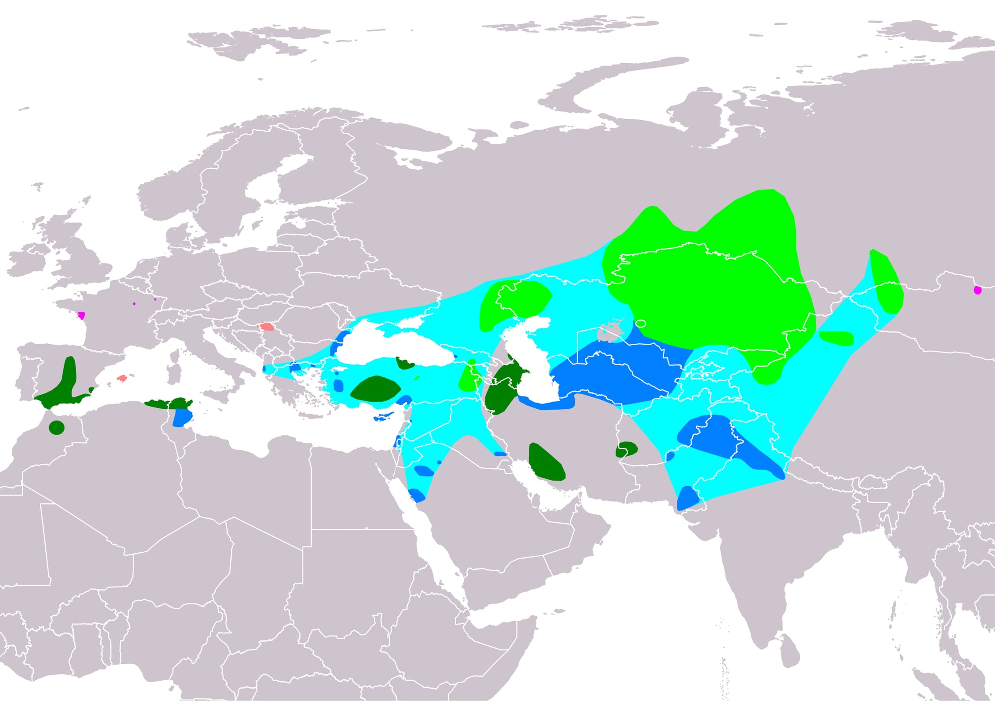 Range map of White-headed duck