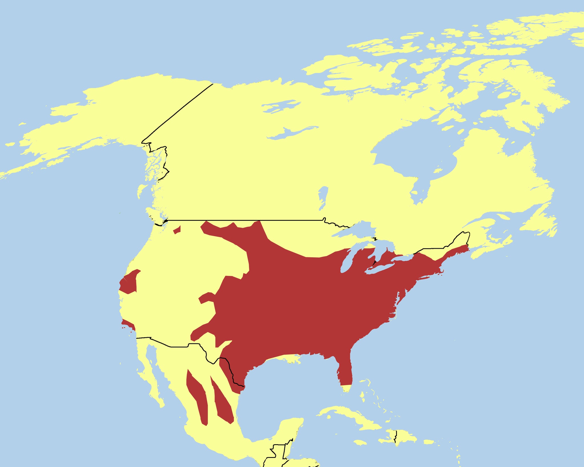 Range map of Wild turkey